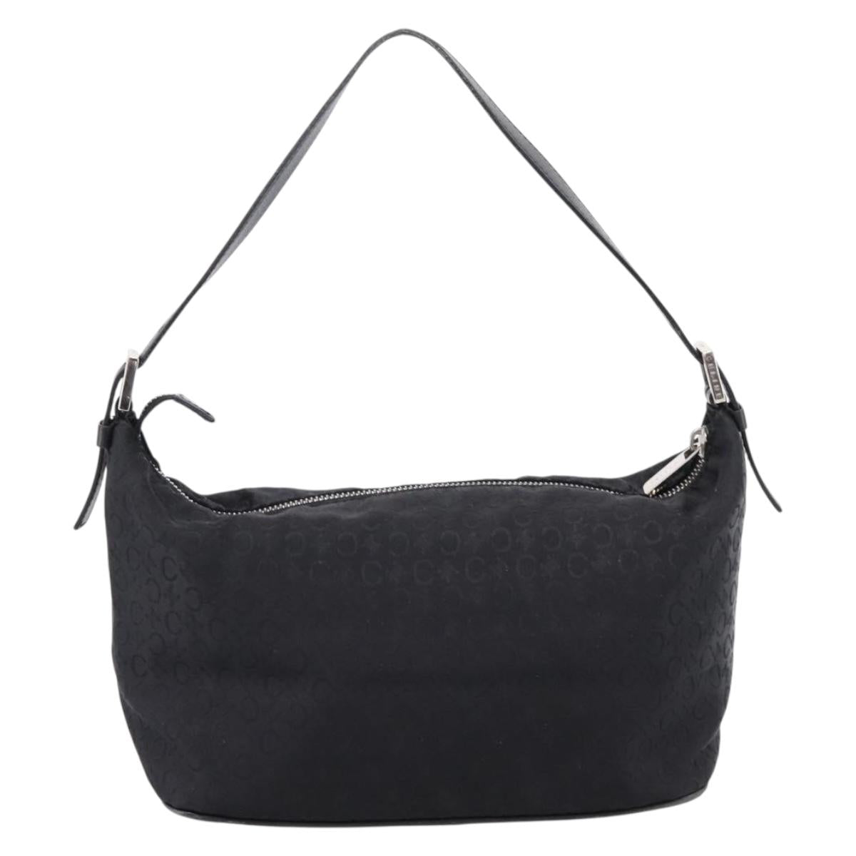 CELINE C Macadam Hand Bag Nylon Black Silver Auth 207245