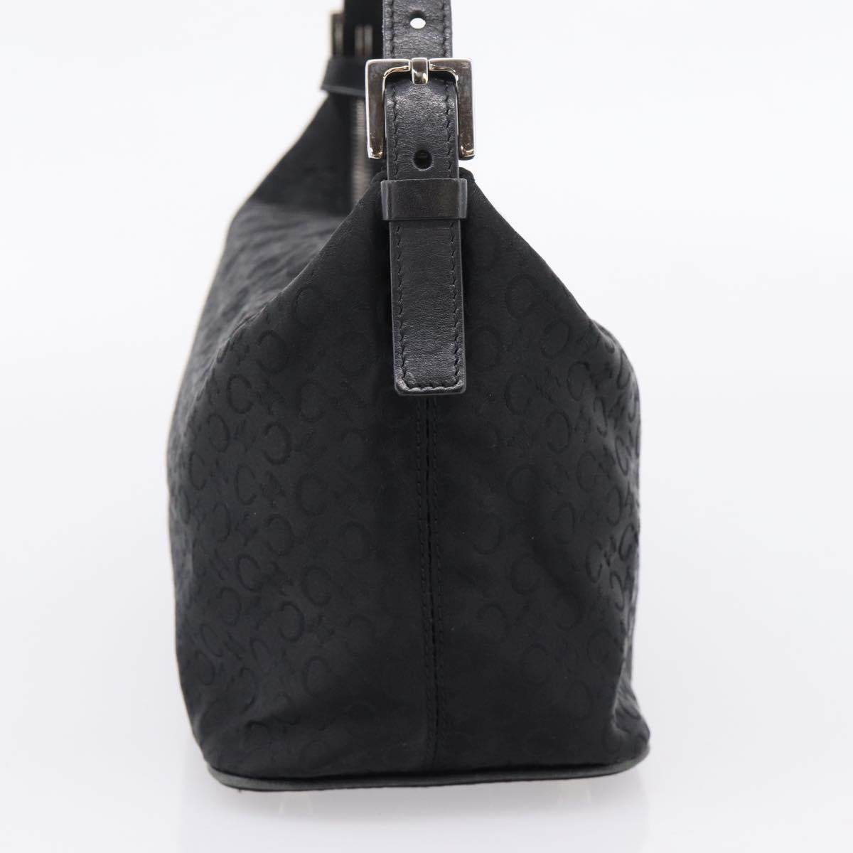 CELINE C Macadam Hand Bag Nylon Black Silver Auth 207245