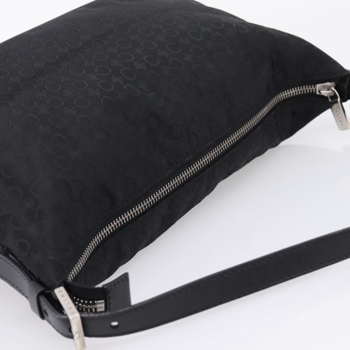 CELINE C Macadam Hand Bag Nylon Black Silver Auth 207245