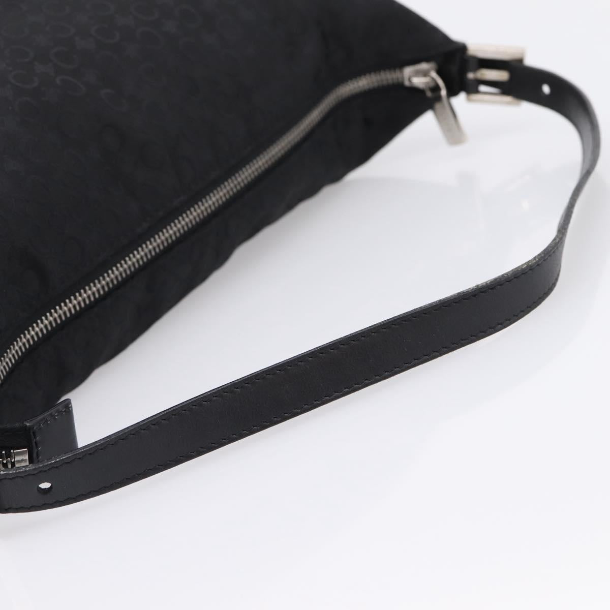 CELINE C Macadam Hand Bag Nylon Black Silver Auth 207245