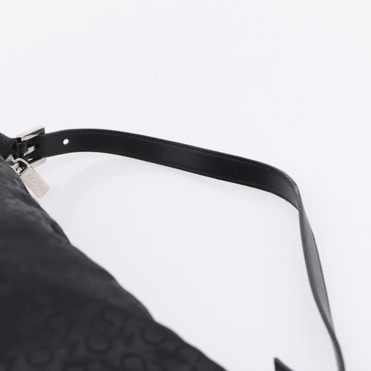 CELINE C Macadam Hand Bag Nylon Black Silver Auth 207245