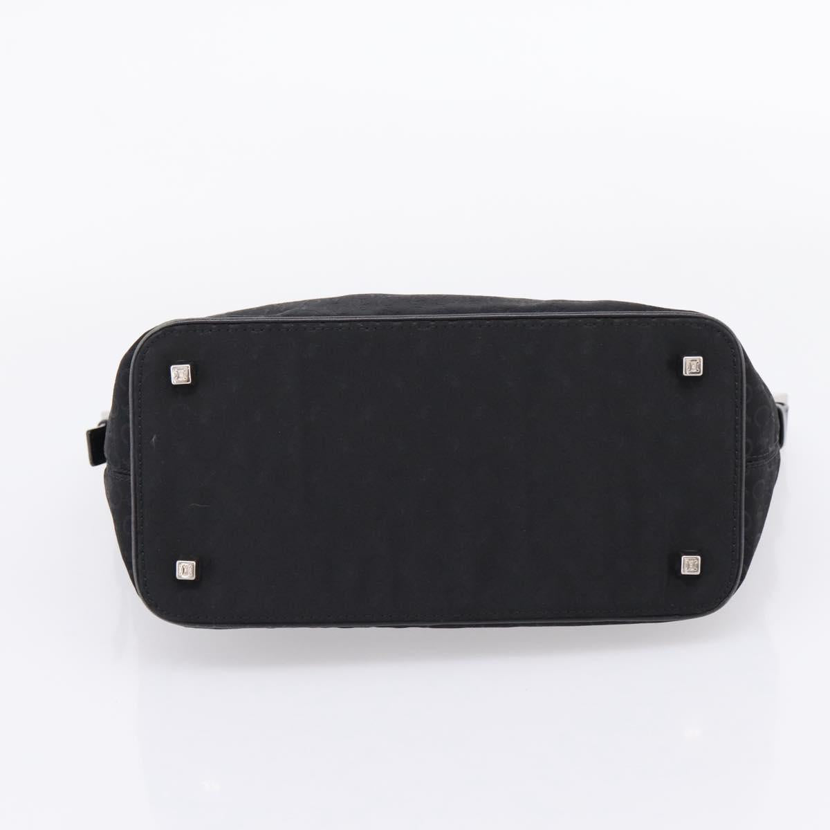 CELINE C Macadam Hand Bag Nylon Black Silver Auth 207245