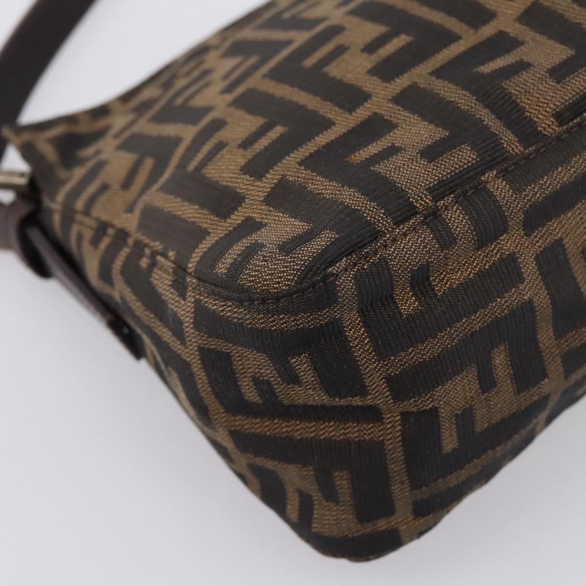 FENDI Zucca Canvas Mamma Baguette Shoulder Bag Black Silver Auth 207247A