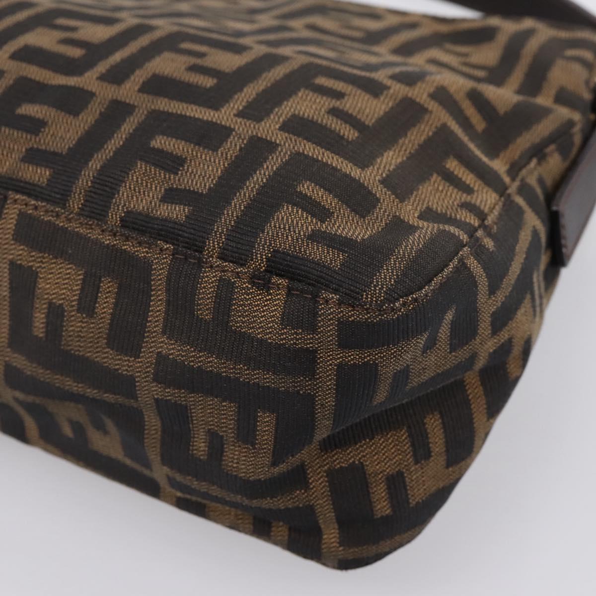 FENDI Zucca Canvas Mamma Baguette Shoulder Bag Black Silver Auth 207247A