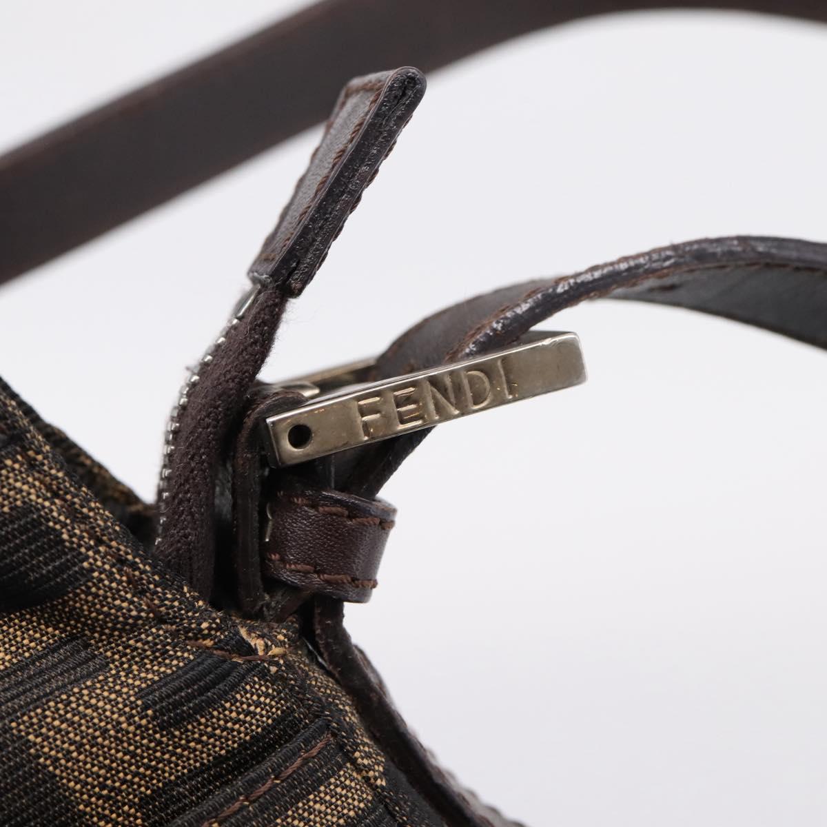 FENDI Zucca Canvas Mamma Baguette Shoulder Bag Black Silver Auth 207247A