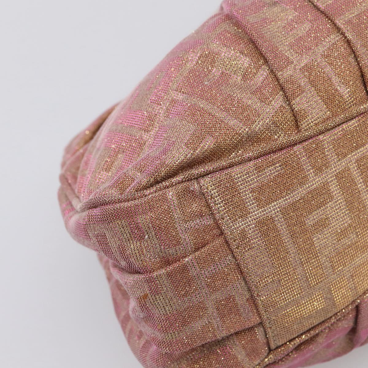 FENDI Zucca Canvas Mia Shoulder Bag Gold Pink 8BR615 Auth 207248SAM