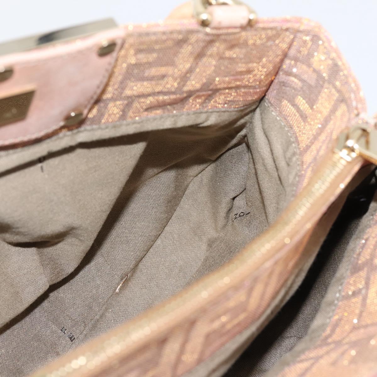 FENDI Zucca Canvas Mia Shoulder Bag Gold Pink 8BR615 Auth 207248SAM