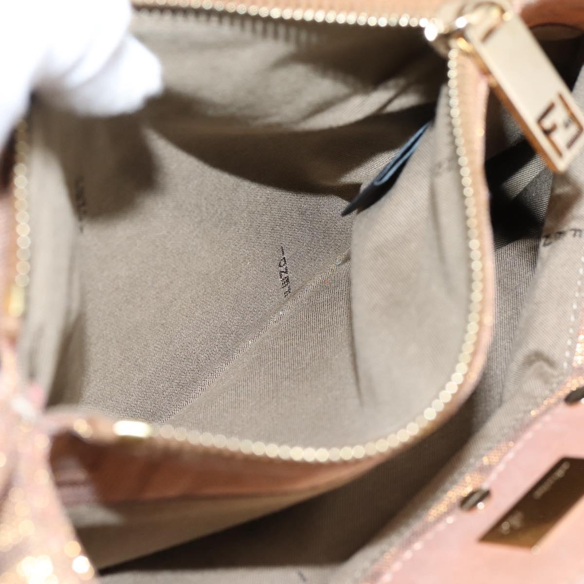 FENDI Zucca Canvas Mia Shoulder Bag Gold Pink 8BR615 Auth 207248SAM