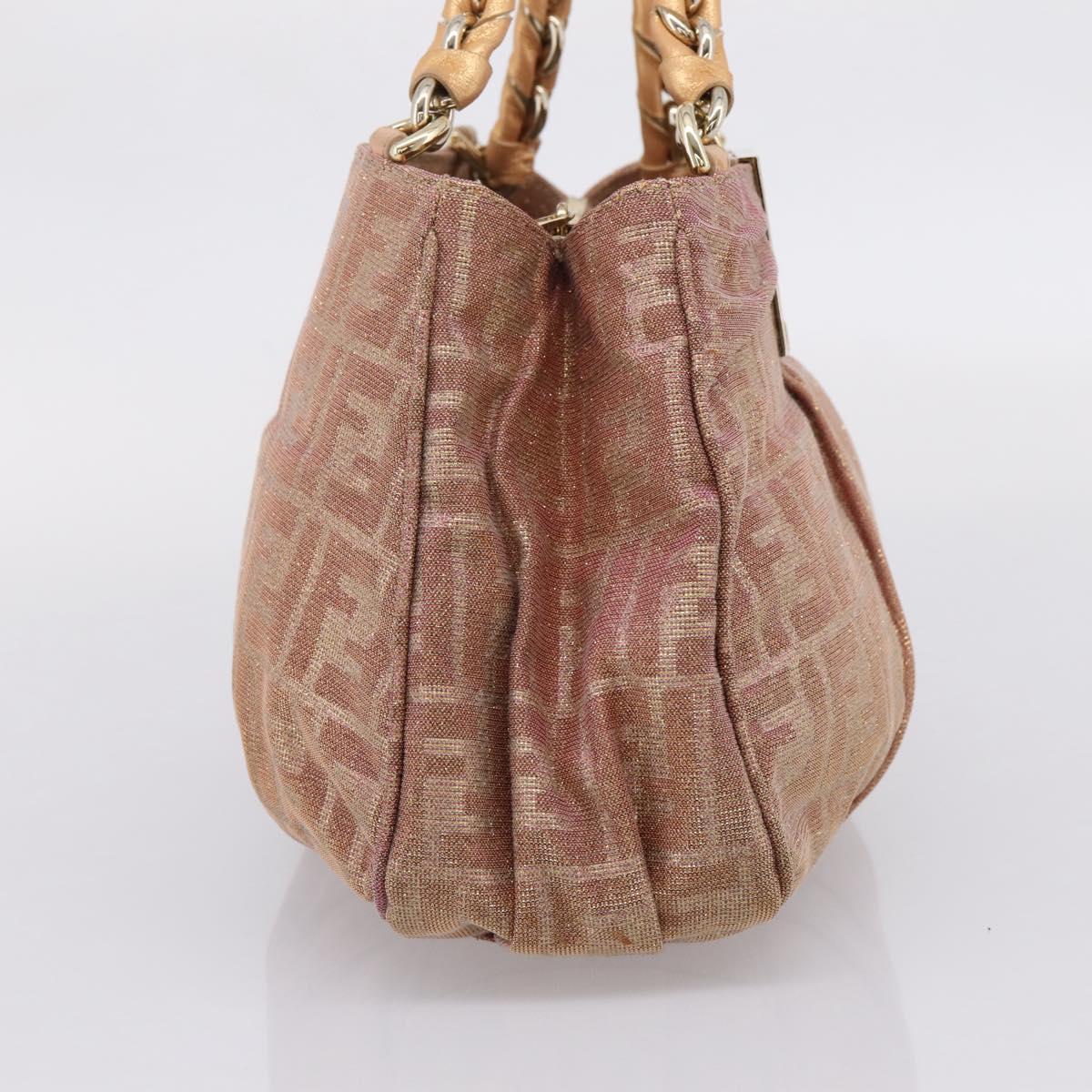 FENDI Zucca Canvas Mia Shoulder Bag Gold Pink 8BR615 Auth 207248SAM