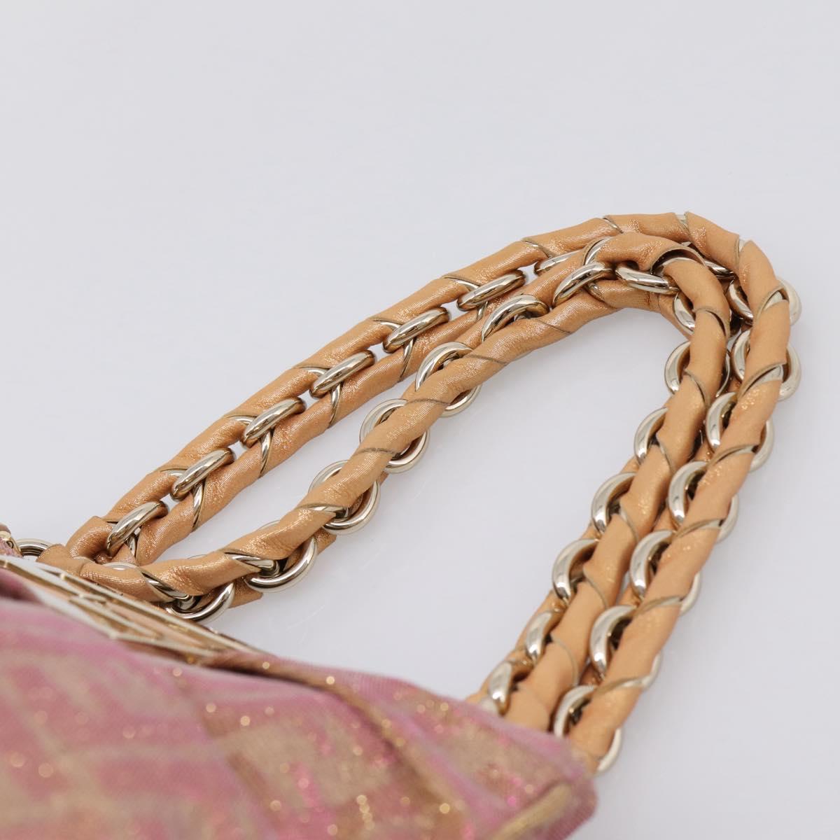 FENDI Zucca Canvas Mia Shoulder Bag Gold Pink 8BR615 Auth 207248SAM