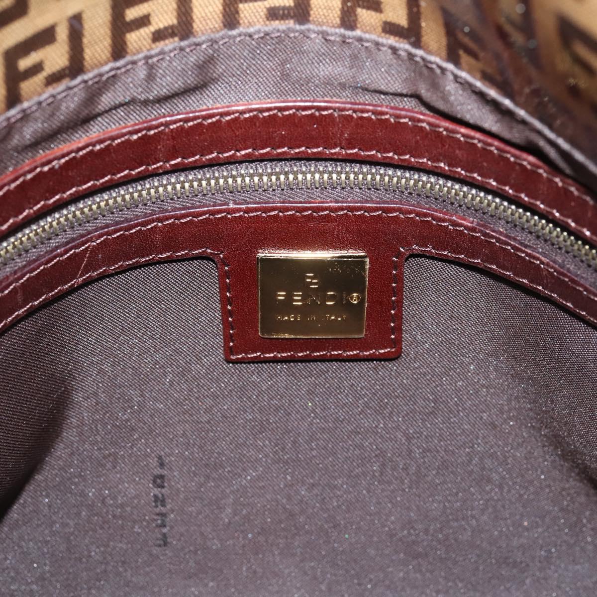 FENDI Zucchino Mamma Baguette Shoulder Bag Patent Beige Gold Tone Auth 207250V