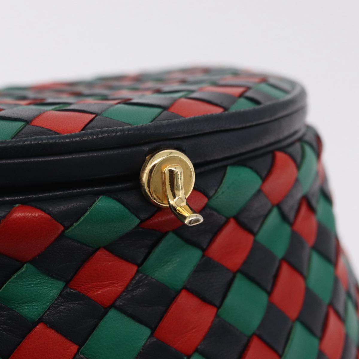 Bottega Veneta INTRECCIATO Shoulder Bag Leather Green Red Gold tone Auth 207251A
