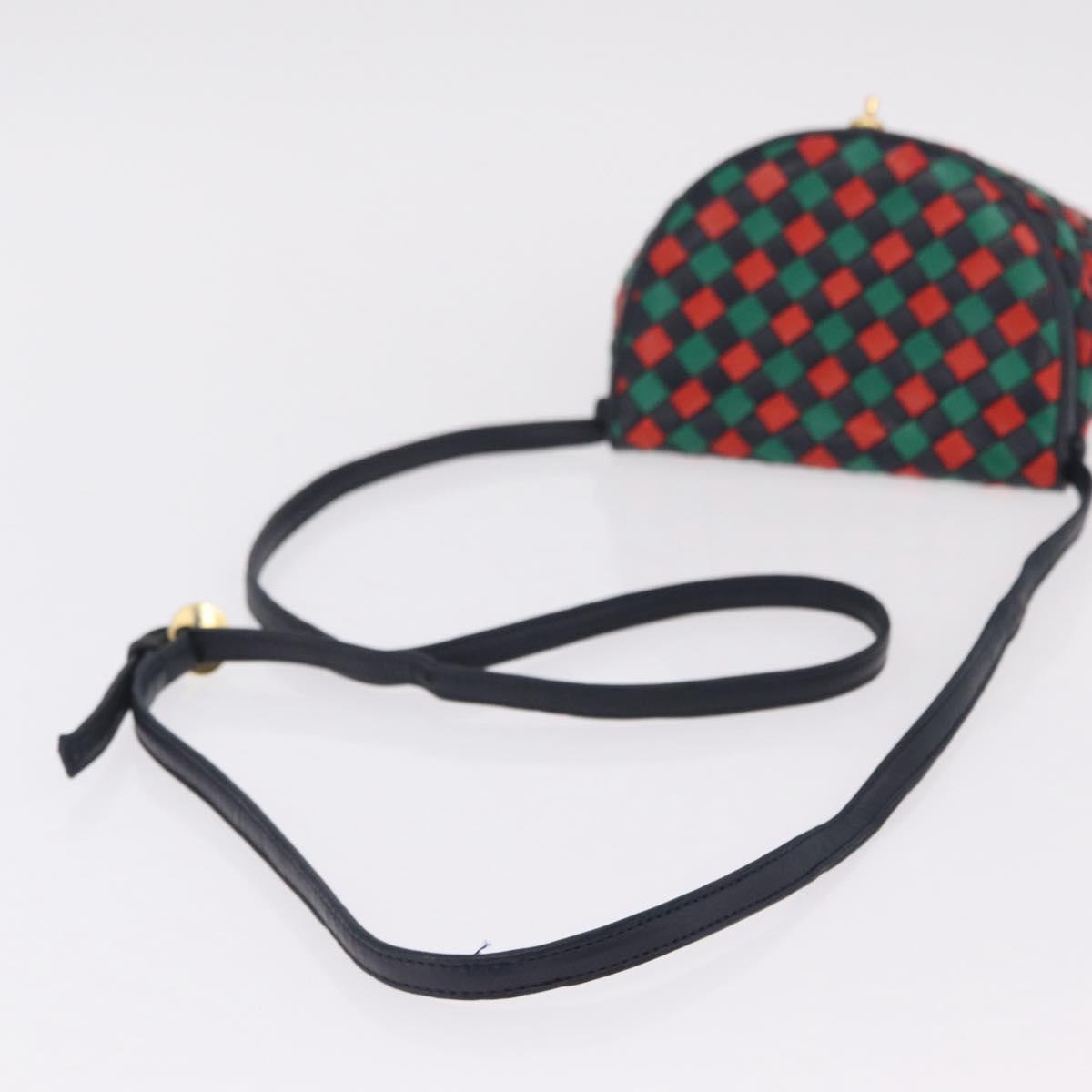 Bottega Veneta INTRECCIATO Shoulder Bag Leather Green Red Gold tone Auth 207251A