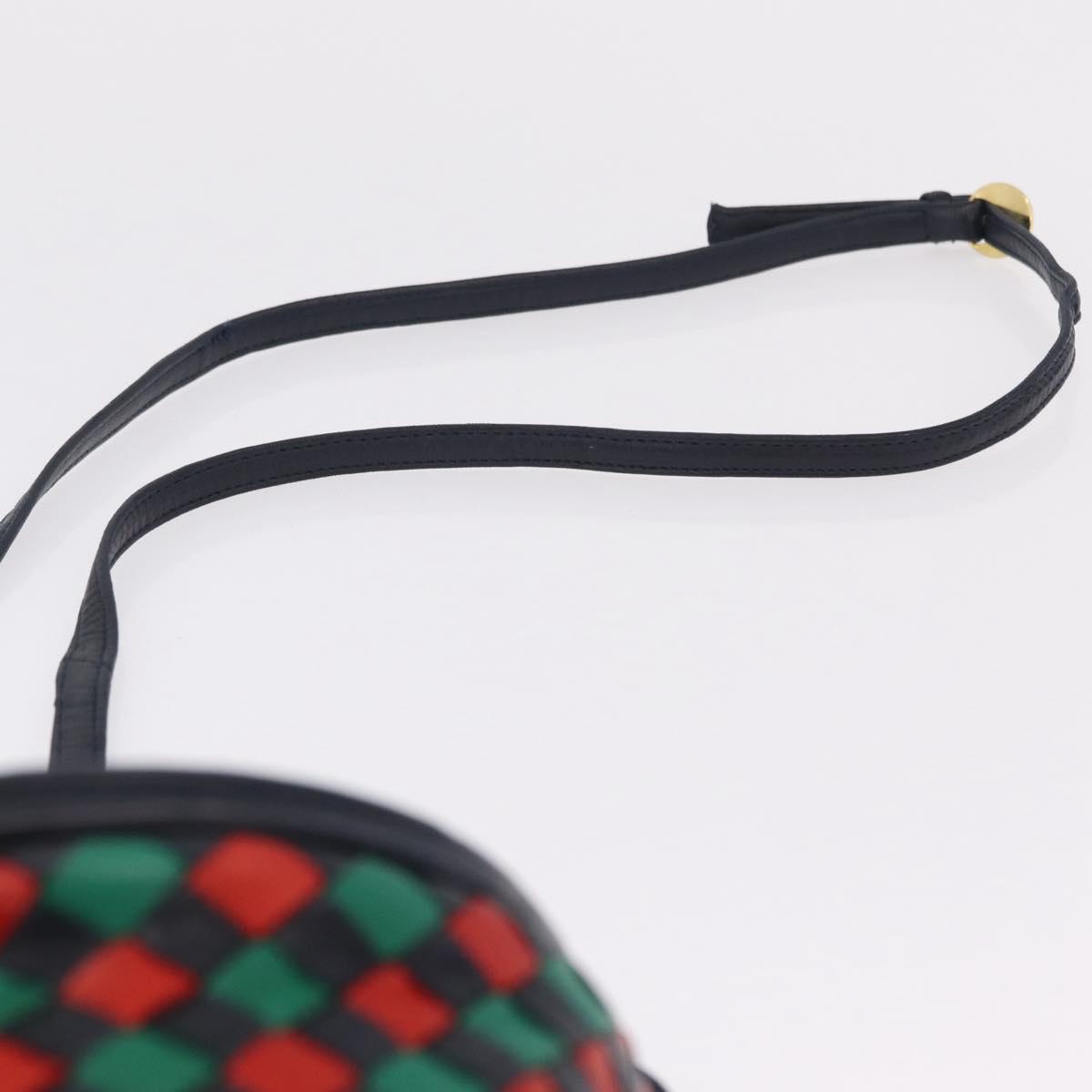 Bottega Veneta INTRECCIATO Shoulder Bag Leather Green Red Gold tone Auth 207251A