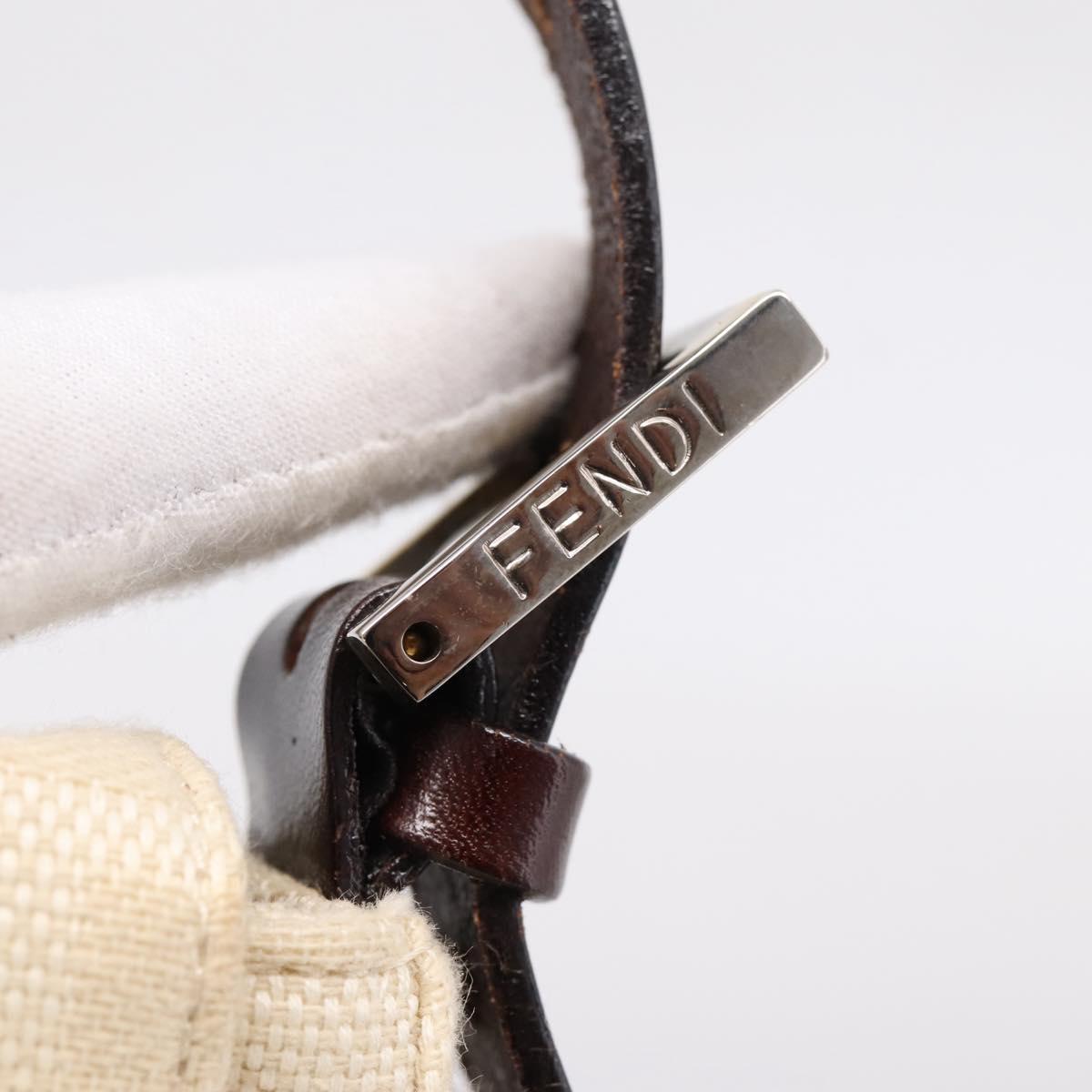FENDI Zucca Canvas Mamma Baguette Shoulder Bag Ivory Silver Auth 207252A