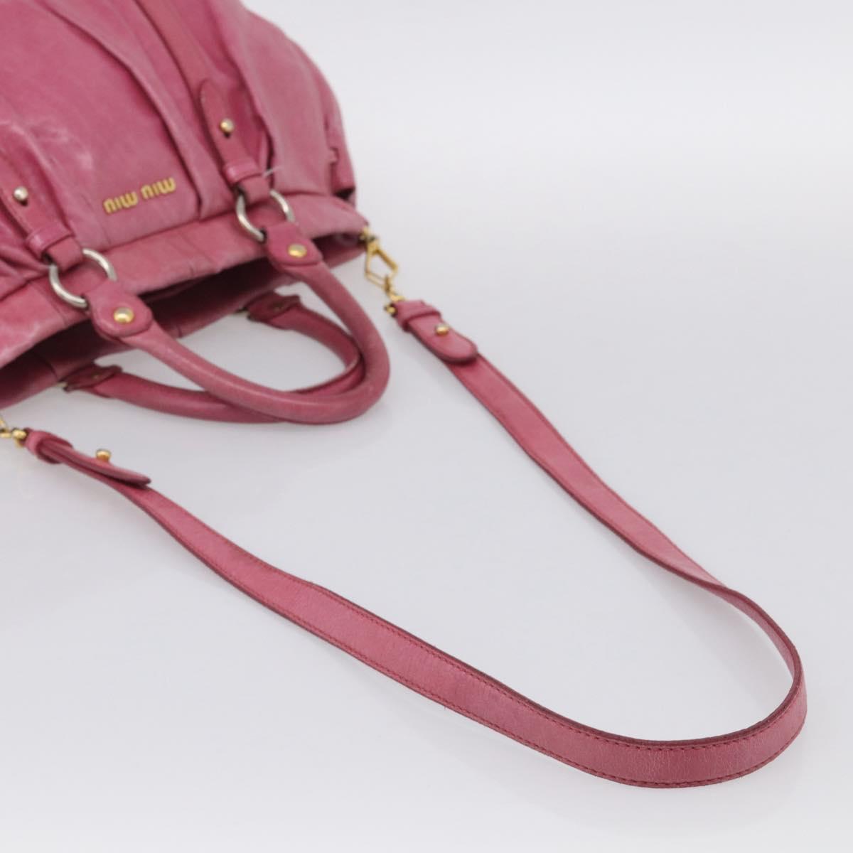 Miu Miu Hand Bag Vitellolux 2way Pink Gold Auth 207255