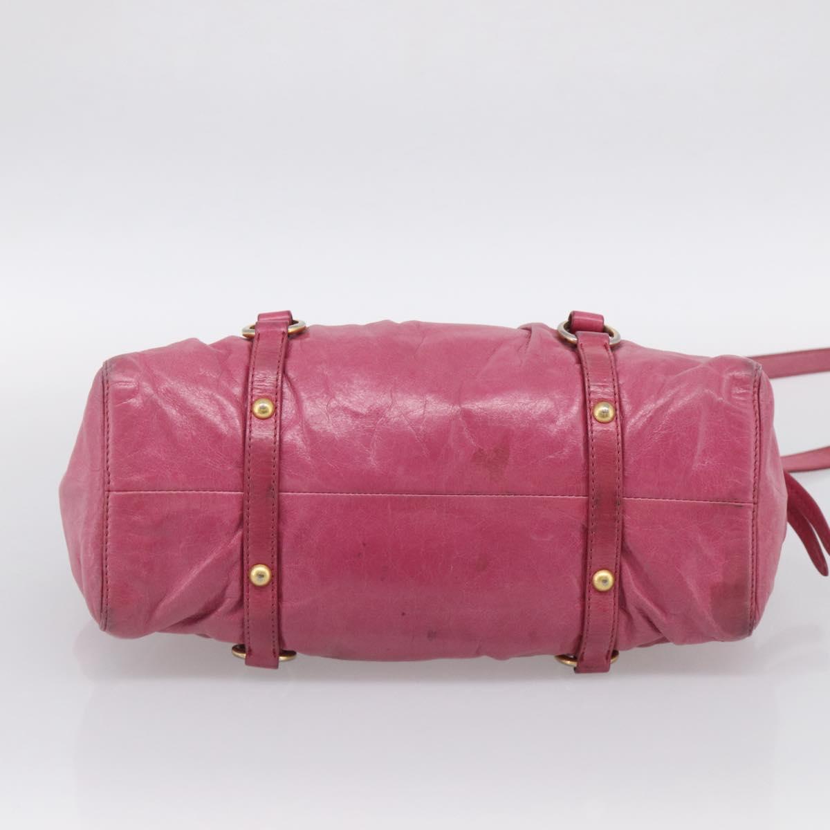 Miu Miu Hand Bag Vitellolux 2way Pink Gold Auth 207255