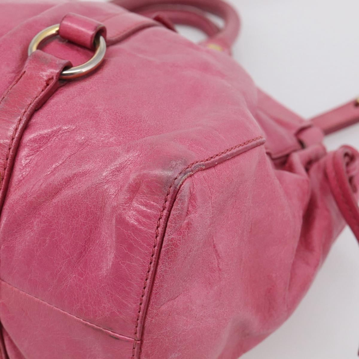Miu Miu Hand Bag Vitellolux 2way Pink Gold Auth 207255