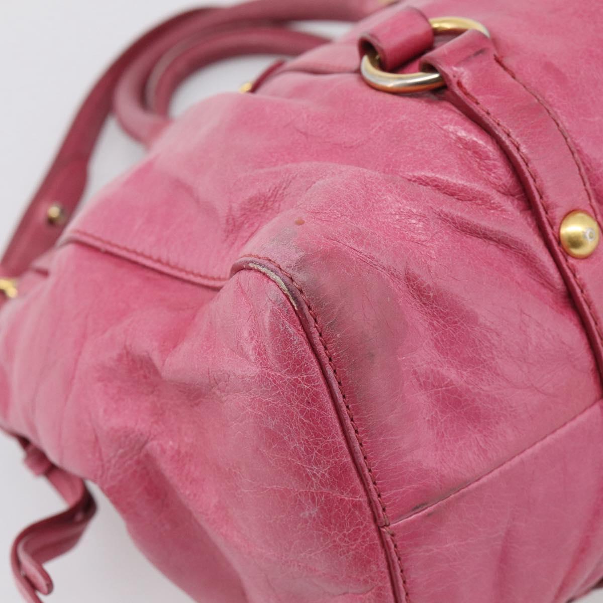 Miu Miu Hand Bag Vitellolux 2way Pink Gold Auth 207255