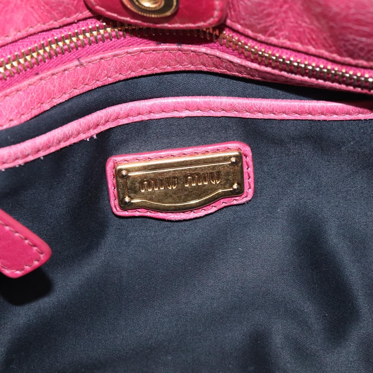 Miu Miu Hand Bag Vitellolux 2way Pink Gold Auth 207255