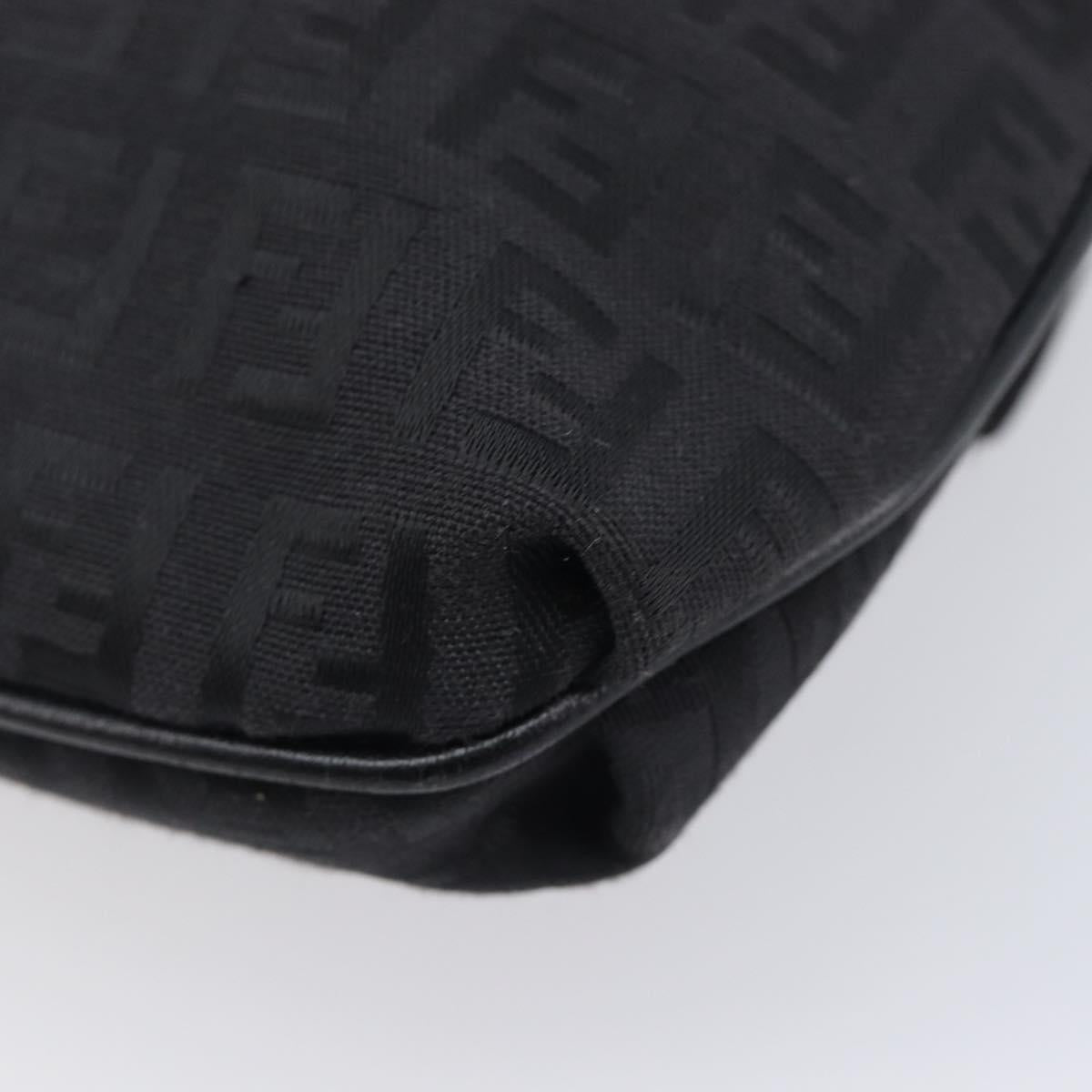 FENDI Zucchino Canvas Mamma Baguette Shoulder Bag Black 8BT075 Auth 207257A