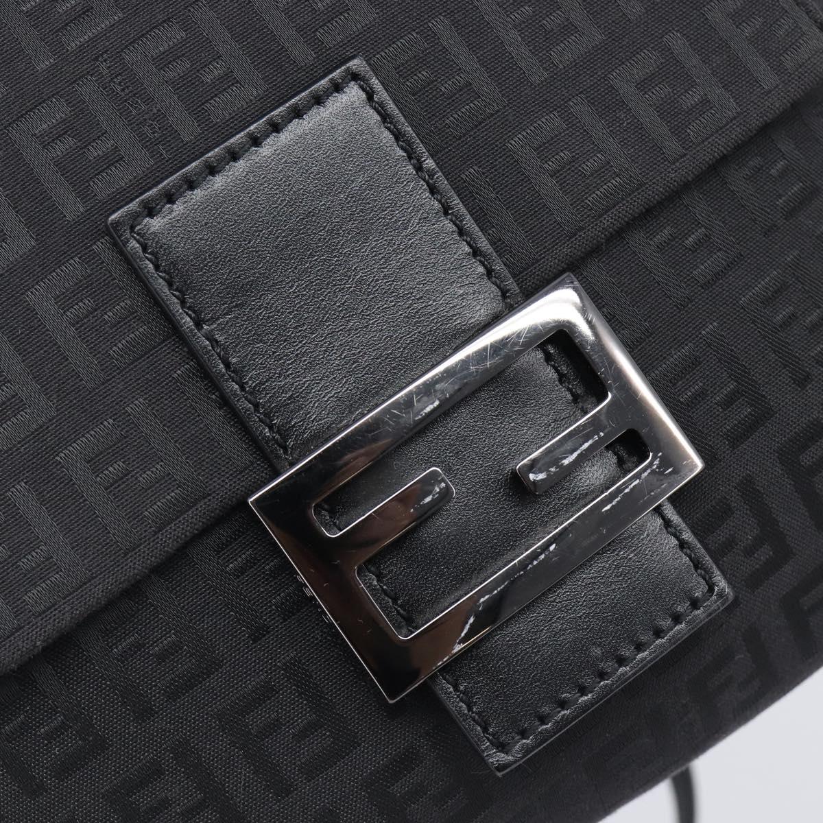 FENDI Zucchino Canvas Mamma Baguette Shoulder Bag Black 8BT075 Auth 207257A