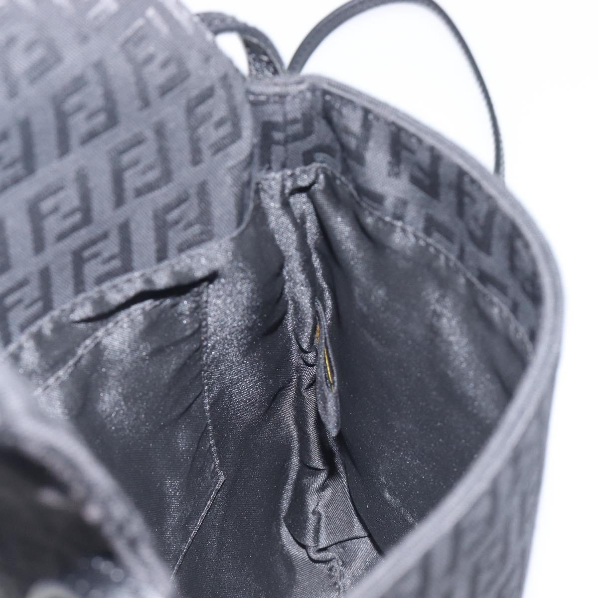 FENDI Zucchino Canvas Mamma Baguette Shoulder Bag Black 8BT075 Auth 207257A