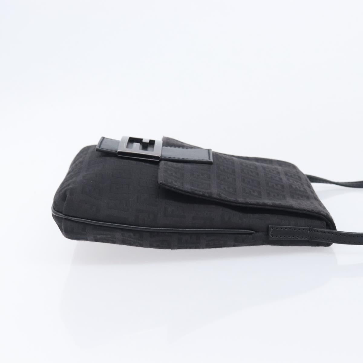 FENDI Zucchino Canvas Mamma Baguette Shoulder Bag Black 8BT075 Auth 207257A