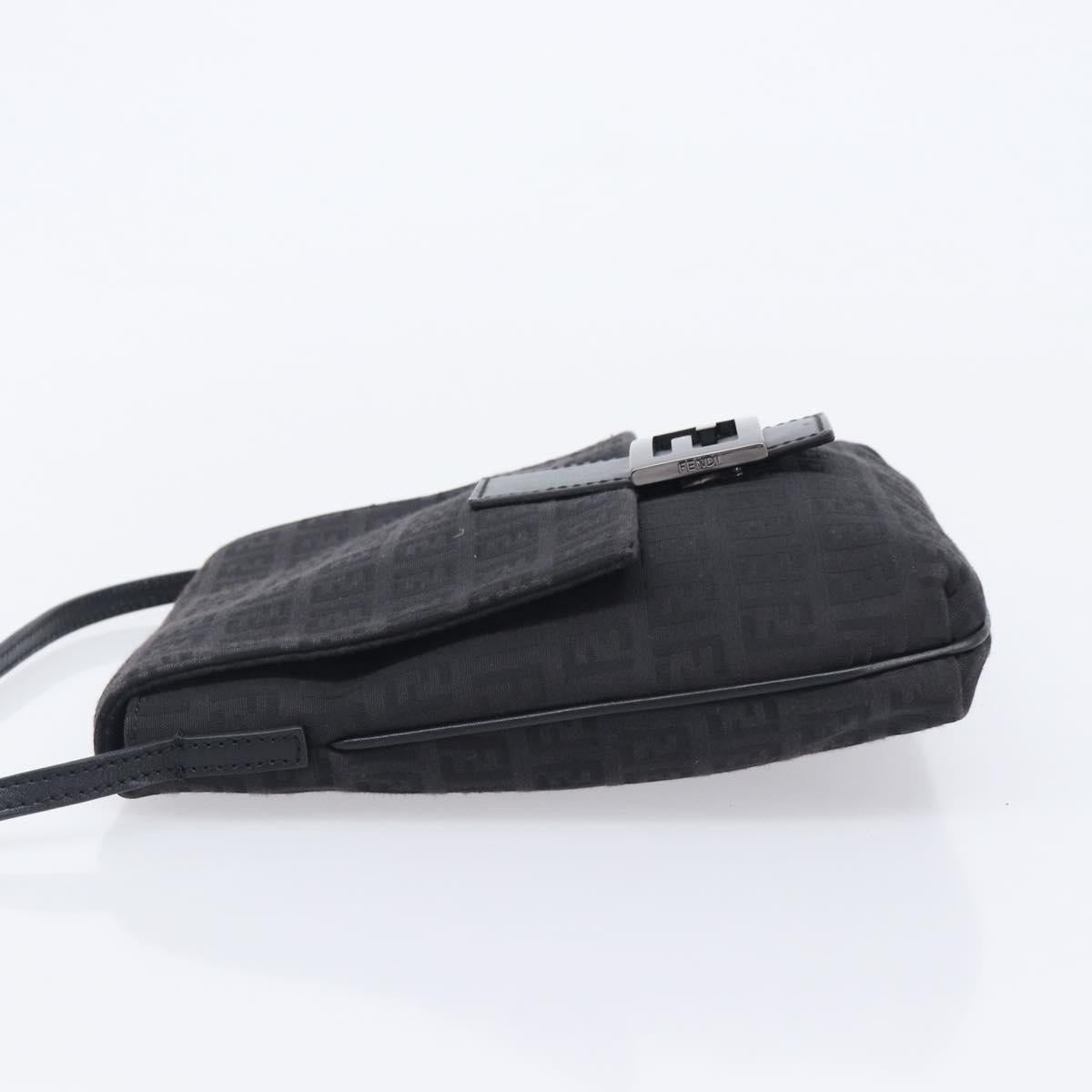 FENDI Zucchino Canvas Mamma Baguette Shoulder Bag Black 8BT075 Auth 207257A