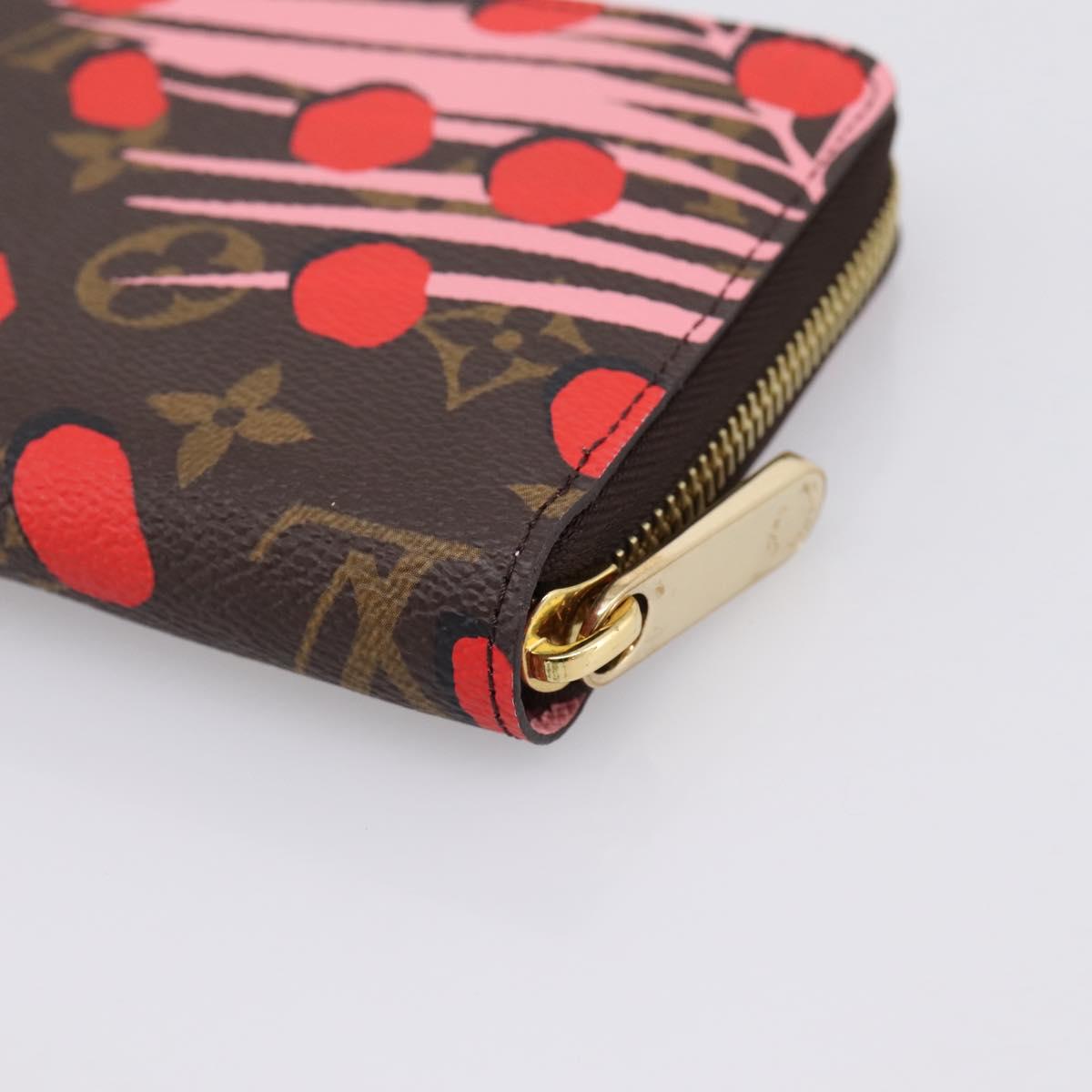 LOUIS VUITTON Monogram Jungle Dot Zippy Wallet Red M41908 LV Auth 207271M