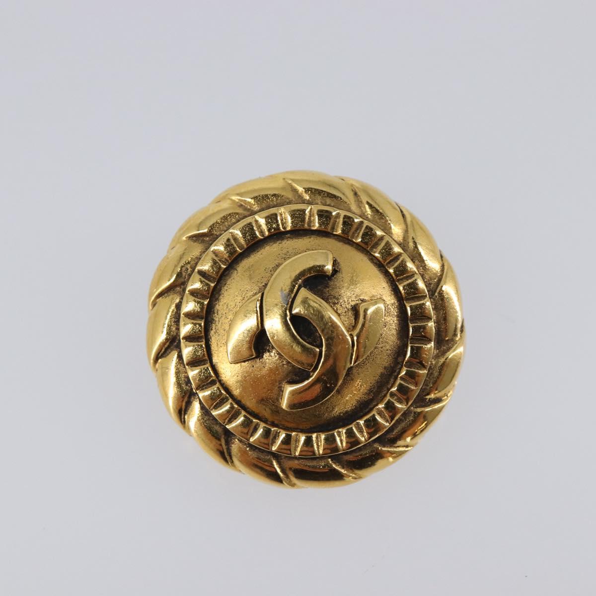 CHANEL Earring Metal Gold CC Auth 207272