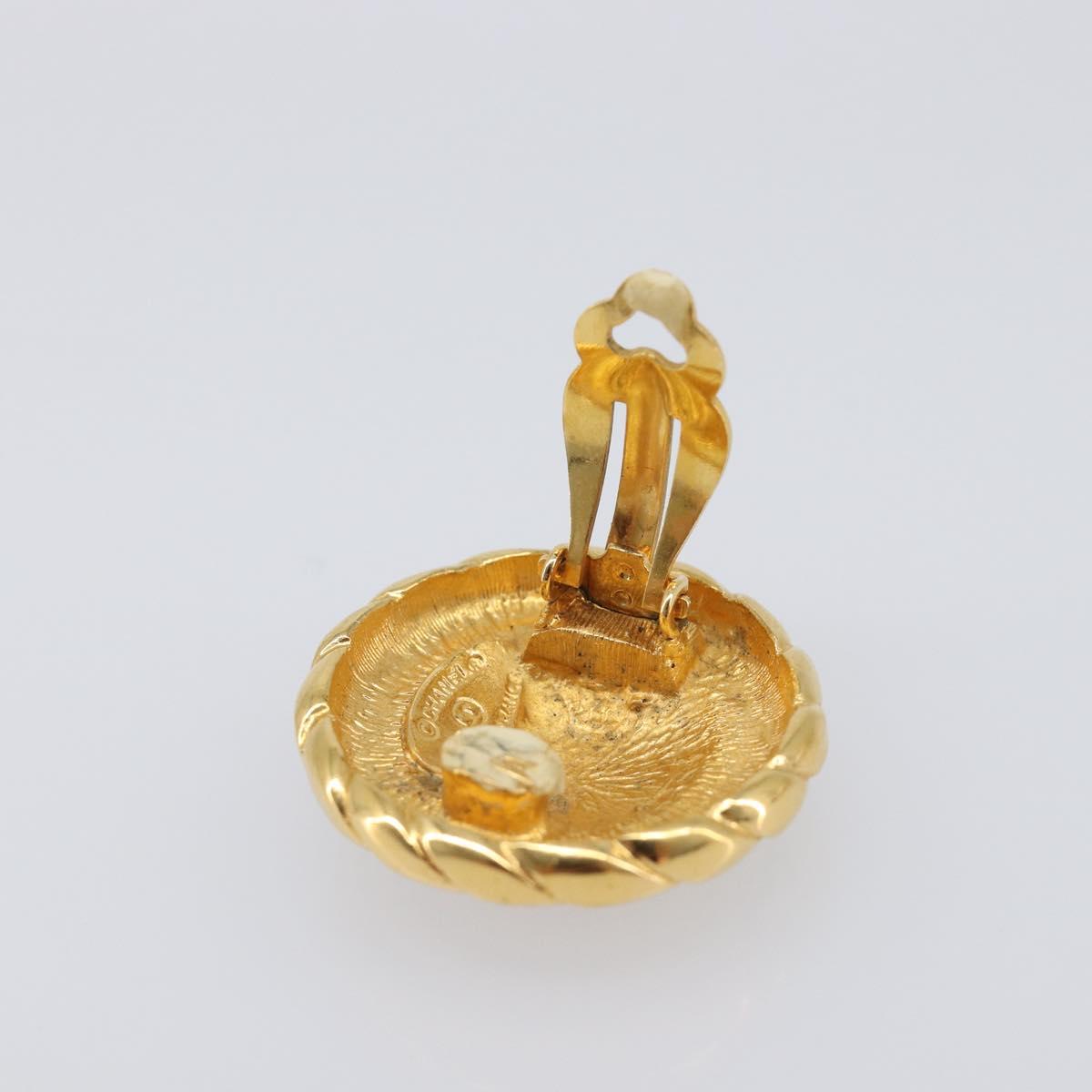 CHANEL Earring Metal Gold CC Auth 207272
