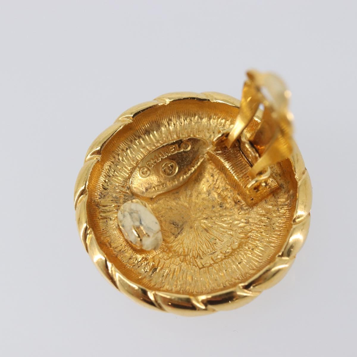 CHANEL Earring Metal Gold CC Auth 207272