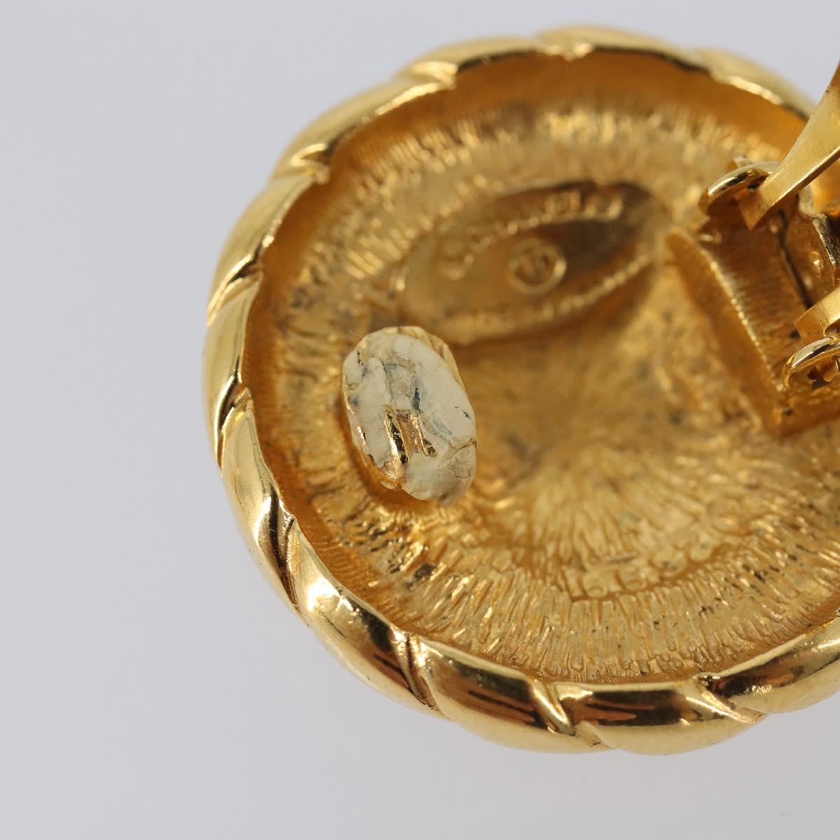 CHANEL Earring Metal Gold CC Auth 207272