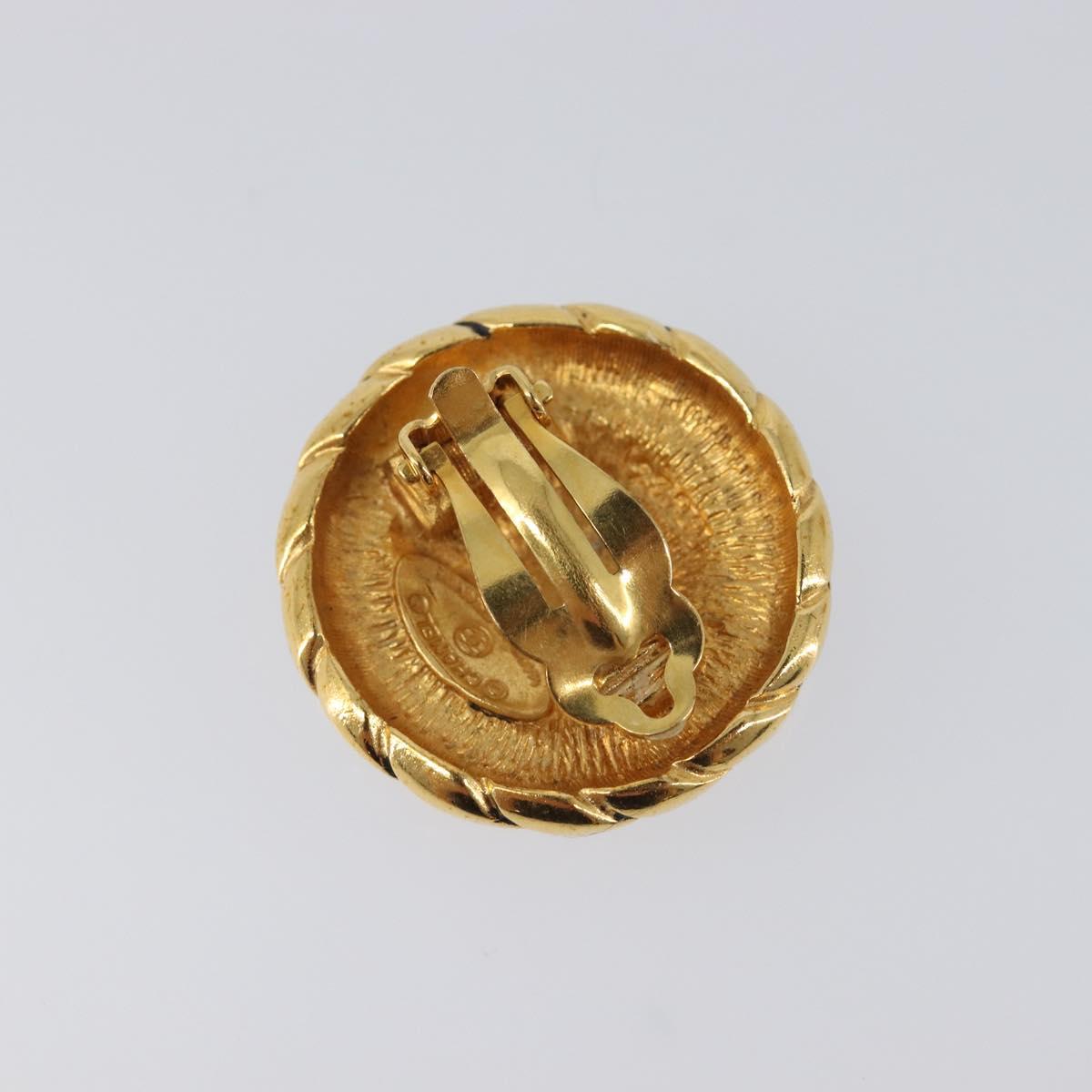 CHANEL Earring Metal Gold CC Auth 207272