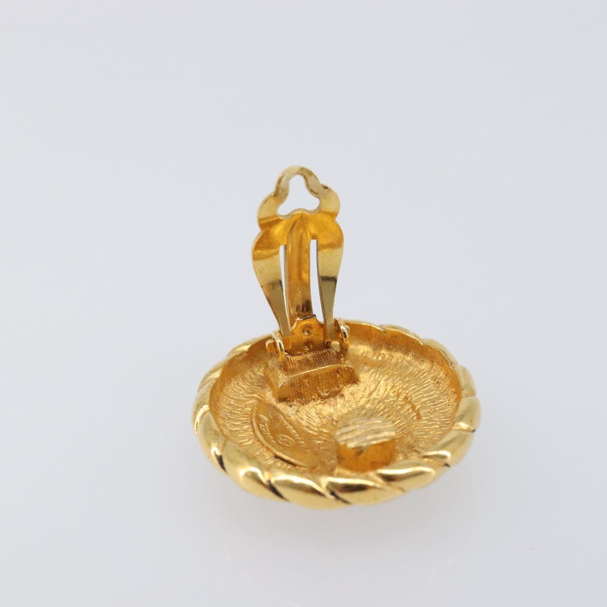CHANEL Earring Metal Gold CC Auth 207272