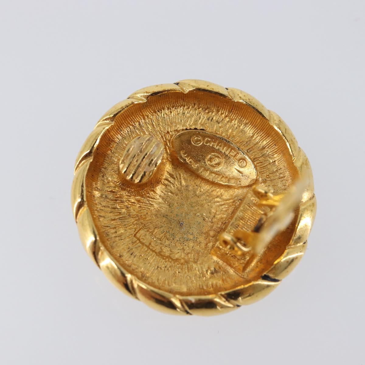 CHANEL Earring Metal Gold CC Auth 207272