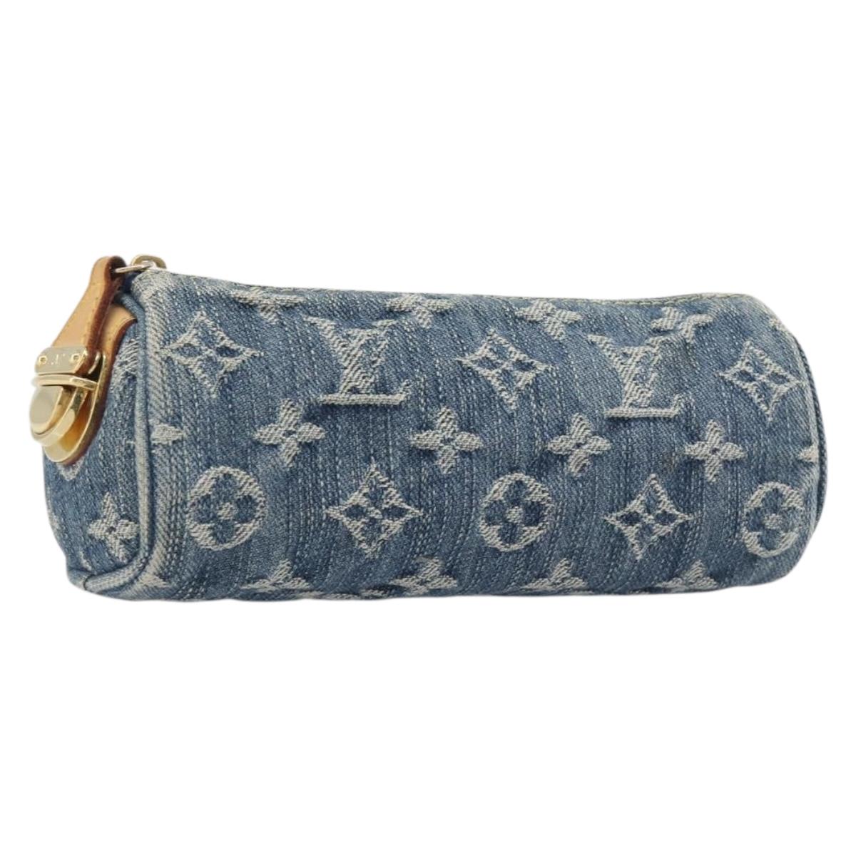 LOUIS VUITTON Monogram Denim Trousse Speedy PM Pouch Blue M95082 LV Auth 207279A