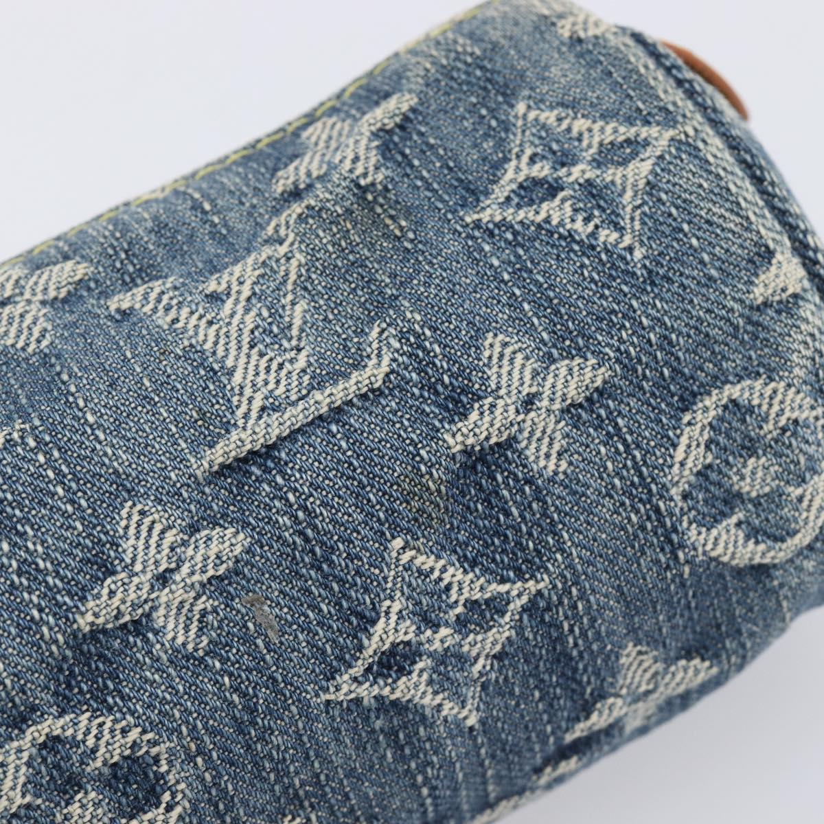 LOUIS VUITTON Monogram Denim Trousse Speedy PM Pouch Blue M95082 LV Auth 207279A