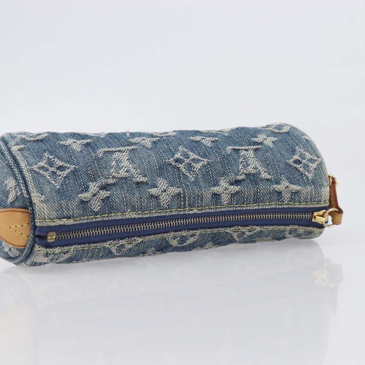 LOUIS VUITTON Monogram Denim Trousse Speedy PM Pouch Blue M95082 LV Auth 207279A