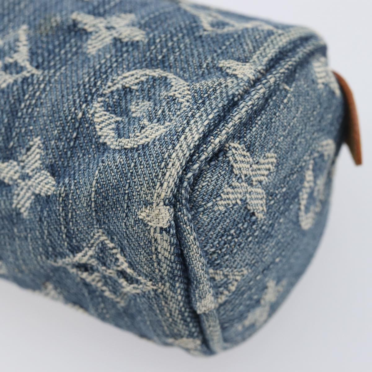 LOUIS VUITTON Monogram Denim Trousse Speedy PM Pouch Blue M95082 LV Auth 207279A