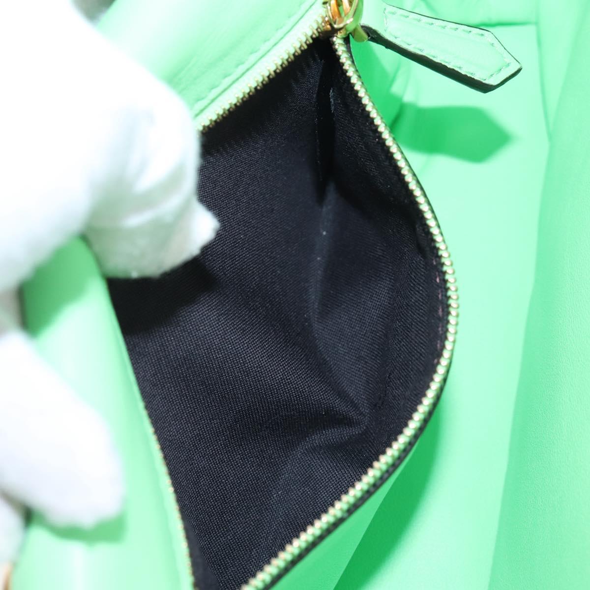 FENDI Zucca Baguette Chain Midi Shoulder Bag Leather Green 8BR793 Auth 207284SM