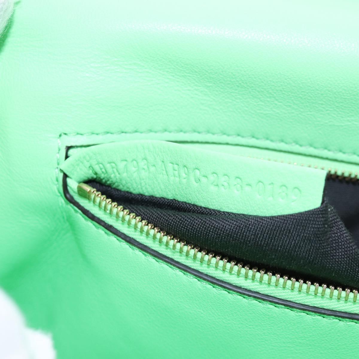 FENDI Zucca Baguette Chain Midi Shoulder Bag Leather Green 8BR793 Auth 207284SM