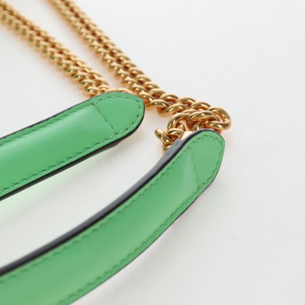 FENDI Zucca Baguette Chain Midi Shoulder Bag Leather Green 8BR793 Auth 207284SM
