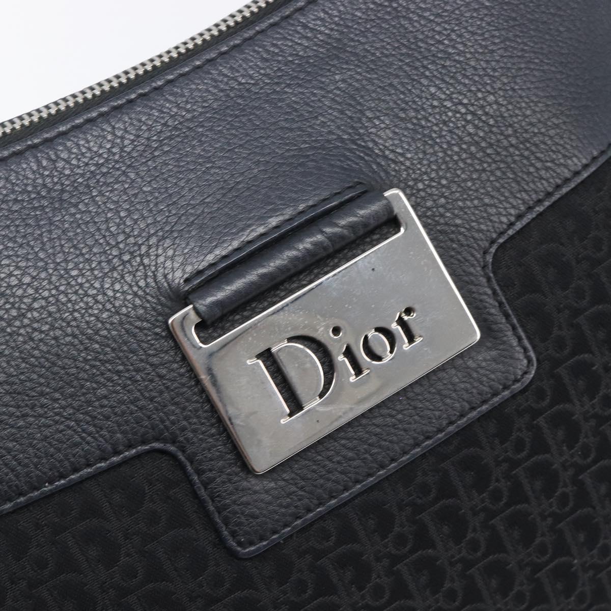 Christian Dior Trotter Canvas Street Chic Shoulder Bag Black Silver Auth 207285A