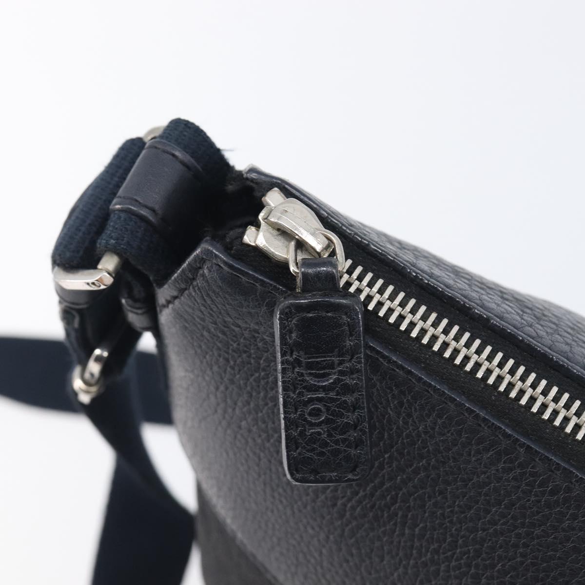 Christian Dior Trotter Canvas Street Chic Shoulder Bag Black Silver Auth 207285A
