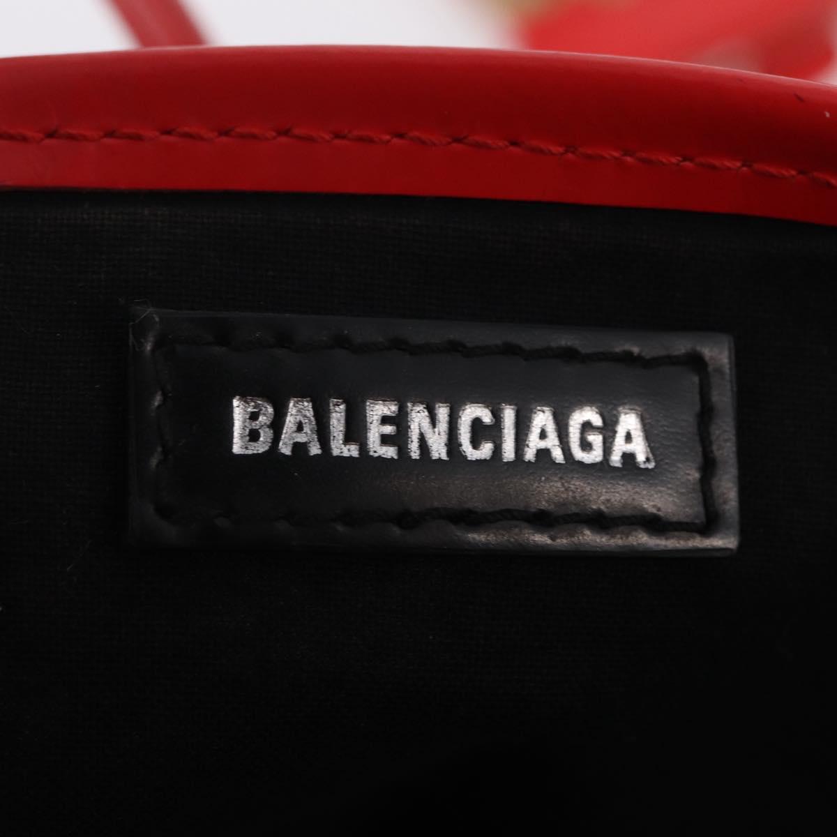 Balenciaga Navy Cabas S Tote Bag Canvas Red Silver 339933 Auth 207286A