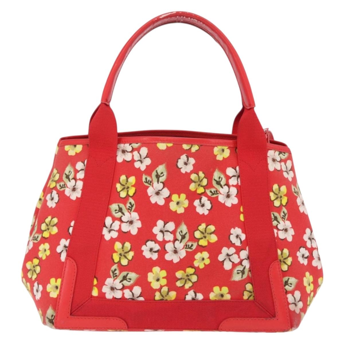 Balenciaga Navy Cabas S Tote Bag Canvas Red Silver 339933 Auth 207286A