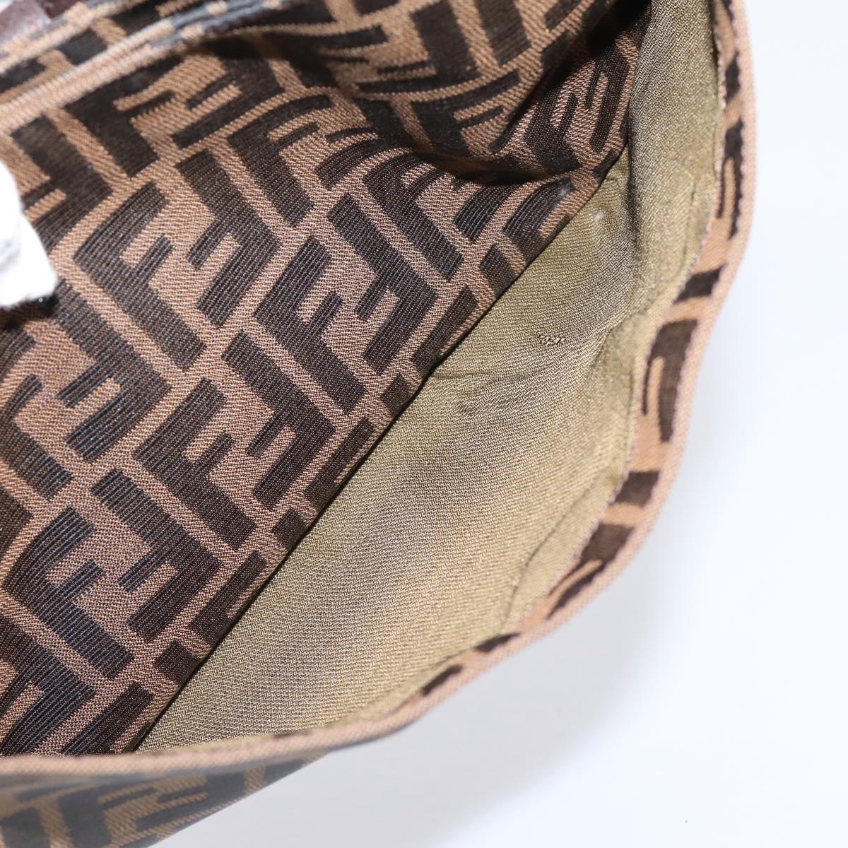 FENDI Zucca Canvas Mamma Baguette Shoulder Bag Black Silver Auth 207287V