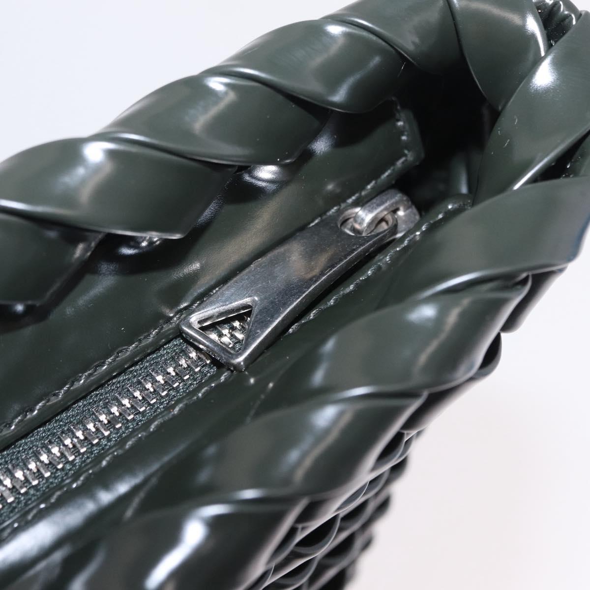 Bottega Veneta INTRECCIATO Clutch Bag Leather Dark Brown Silver Auth 207291M
